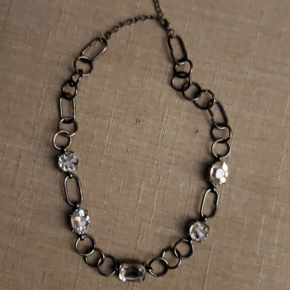 Black necklace with rhinestones